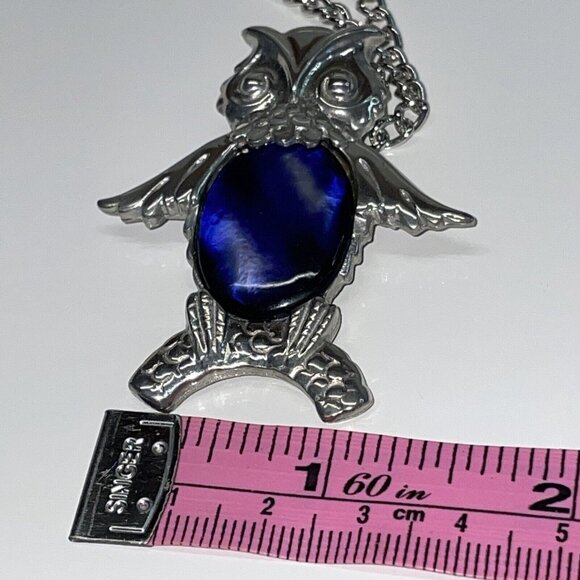 Reed and Barton Owl Pendant Necklace Blue Swirl Jelly Belly Pewter Bird Boxed N8 - Picture 15 of 16